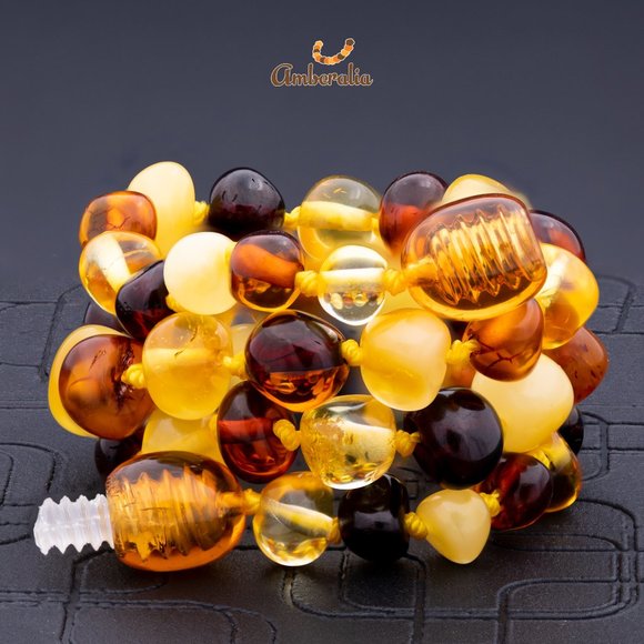 - Amberalia ADULT Baltic Amber Necklace - Polish Multicolor -17.7" (45cm) - Picture 4 of 12